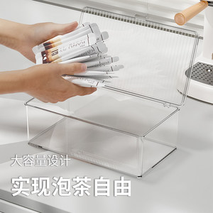 Transparent Tea Storage <b>Box</b> <b>With</b> <b>Lid</b> Stackable For Coffee Pods And Tea Bags Office Desktop Organizer - Product Image 4
