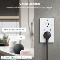 Prise murale intelligente Wifi Tuya Smart Home 16A US multifonction avec prise de charge Type-C + USB, commande vocale et minuterie à distance