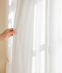 <span class=keywords><strong>Rideau</strong></span> en tulle tissé blanc beige avec perles et corde, translucide, occultant, en lin gaze, style moderne, pour salon, chambre à coucher, tissu de <span class=keywords><strong>rideau</strong></span> - Product Image 2