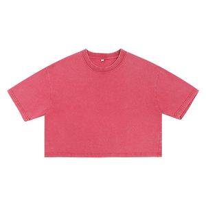 Camiseta Corta para Mujer, con Logotipo Personalizado, Lavado Ácido, Corte Vintage, de Algodón, Sexy, para Mujer, Estilo Urbano - Product Image 4