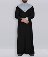 Vêtement Ethnique Design Thobe Musulman avec Fermeture Éclair et Poche Latérale, Vêtement Islamique Homme Couleur Unie, Robe Style Arabe, Mode Saoudienne