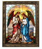 Vente en gros couleur fenêtre design ange religieux peinture à l'huile imprimé cadre photo décoration
