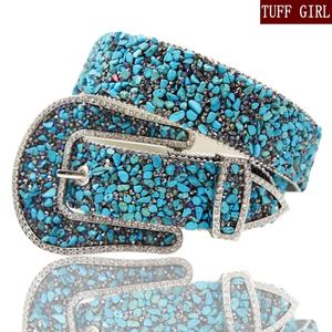 Nuova Cintura TUFFGIRL per <span class=keywords><strong>Donna</strong></span>, Moda con Strass e Pietre, Stile Western, Versatile per Jeans - Product Image 2