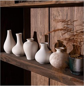 Vase japonais en <span class=keywords><strong>poterie</strong></span> brute <span class=keywords><strong>ikebana</strong></span>, centres de table modernes, blanc mat, petits vases à bourgeons en céramique pour la décoration de la maison - Product Image 3