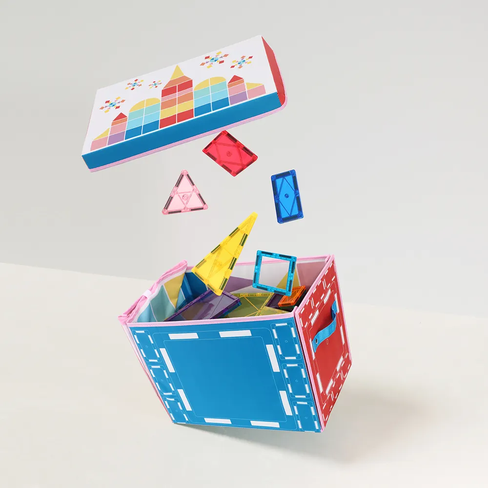 กล่องเก็บของหนาแบบแม่เหล็กพับได้กล่องของเล่นเด็กชั้นวางซ้อนได้