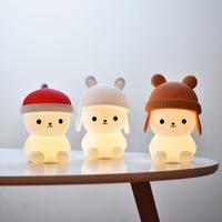 Lampada Notturna per Bambini a Forma di Coniglietto, Portatile, per Camera da Letto, Animale Cartoon, Personalizzabile, Carina, in Silicone, con Sensore Touch