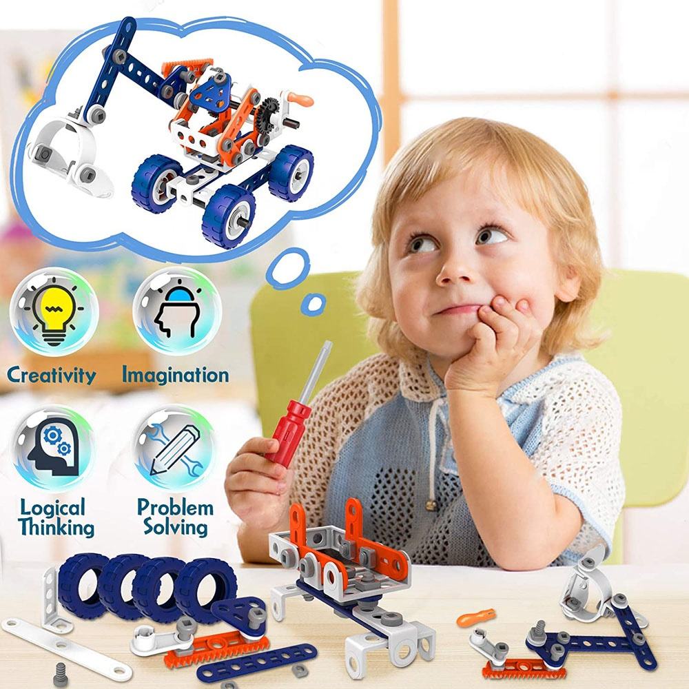 Newest Hot Sale 12 in Stem Toys 152PCS DIY Creative Building Construction  Blocks Educational Engineering Learning Set for Kids
