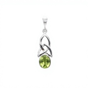 Pendentif en argent 925 avec péridot, serti de manière géométrique, solitaire classique, bijoux unisexes pour tous les jours - Product Image 1