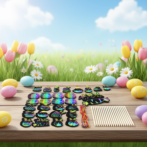 Set de Arte para Rascar de Pascua: Elementos Festivos Adorables, Colores Vibrantes Revelados, Suministros para Aliviar el Estrés, Troquelado de Papel - Product Image 2