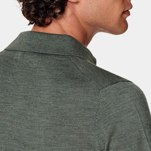 <span class=keywords><strong>Polo</strong></span> à boutons en <span class=keywords><strong>laine</strong></span> mérinos pure verte pour hommes, <span class=keywords><strong>polo</strong></span> en tricot à manches courtes - Product Image 4