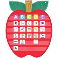 Organizador de Bolsillo con Forma de Manzana, Tamaño Personalizable, de Poliéster, Herramienta de Enseñanza para el Aula, Aprendizaje de Idiomas, Material Escolar para Niños