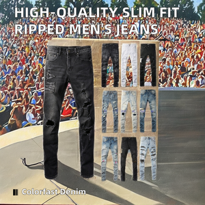 Quần Jean Nam Cao Cấp 2026 Slim Fit Denim Cotton Ống Thẳng Phong Cách Đường Phố Rách Tà Xước Vintage - Product Image 4