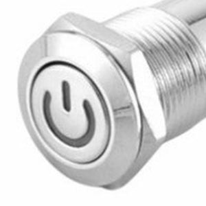 Interruptor de Botón Pulsador Ultracorto de Acero Inoxidable, Auto-Reiniciable, 12 mm (12-24 V Máx. 3 A), Rojo/Azul - Product Image 4