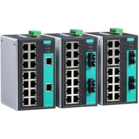 Commutateur non géré Moxa EDS-316-T pour rail DIN, 16 ports 1000 Mbps RJ45 Ethernet, dispositif réseau industriel IEEE 802.3, 24 V