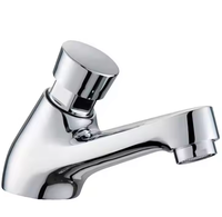 Robinet de lavabo à bouton-poussoir en laiton chromé, à fermeture automatique, eau froide uniquement, temporisé, à poser sur le plan pour salle de bain