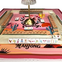 XuMoZC Ensemble de Mahjong Américain Design Cowboy, Tuiles Acryliques de Haute Qualité de 1,2 pouce, 160 Tuiles à Quatre Couches, Motifs d'Arbres, Chine