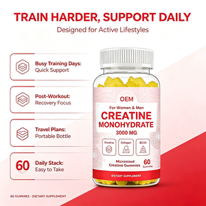 Créatine monohydrate OEM <span class=keywords><strong>3000</strong></span> <span class=keywords><strong>mg</strong></span> avec collagène et BCAA, 60 gommes, complément alimentaire pour hommes et femmes - Product Image 4