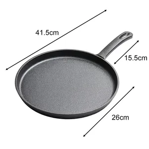 Poêle à crêpes <span class=keywords><strong>en</strong></span> <span class=keywords><strong>fonte</strong></span> épaisse non revêtue avec poignée, poêle à omelette, poêle à frire pour steak, appareil à crêpes, universel pour gaz et <span class=keywords><strong>induction</strong></span> - Product Image 5