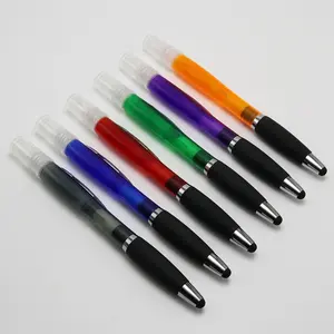 פופולרי 4 ב 1 stylus פלסטיק ספריי עט ריק ערפל spray_pen בושם כיס אלכוהול כדור עט עבור בית ספר במשרד