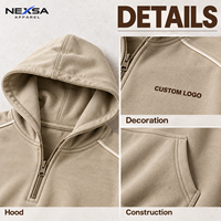 Sweat-shirts et sweats à capuche pour hommes à demi-zip, couleur beige sable doux, avec passepoil aux épaules et motif graphique lettré, en coton, décontractés, qualité premium, marque privée, vente en gros