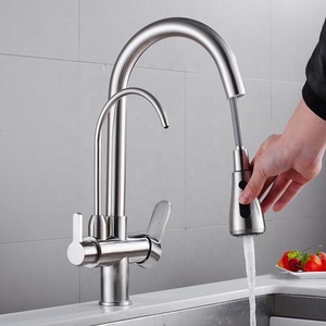 Deck Mounted Water Purifier <strong>Filter</strong> 3 Way <strong>Kitchen</strong> Faucet Brass Brushed Nickel Pull Out <strong>Kitchen</strong> Sink Mixer <strong>Taps</strong> - Product Image 2