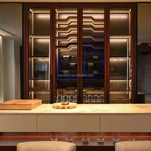 Armoire à vin électrique en acier inoxydable 304, contrôle de la température de 5 à 20 degrés, coupe en cuir aspect bois pour hôtel - Product Image 1