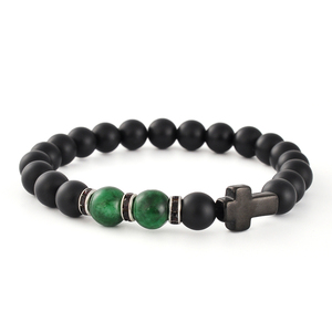 F233 Custom Jewelry <strong>Stone</strong> for Man High Quality Handmade Luxury Semi-precious Green <strong>Jade</strong> <strong>Black</strong> Agate Trendy Bracelet - Product Image 3