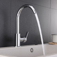 Robinet de cuisine moderne et contemporain en laiton chromé, à poignée unique, pour eau froide et chaude, à montage sur plan, avec cartouche céramique