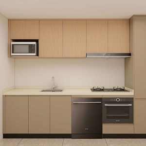 Meubles en bois modernes prêts à assembler, armoire de cuisine en mélamine avec îlot central, ensemble de table, fabriqué en Chine - Product Image 1