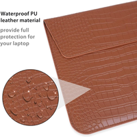 Housse pliable pour ordinateur portable, étui à rabat magnétique en cuir PU grain crocodile, sac de protection étanche pour ordinateur portable de 13/14/15,6 pouces