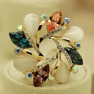 Jachon Bauhinia brooch crystal full diamond pin silk scarf buckle fashion dual-purpose pin