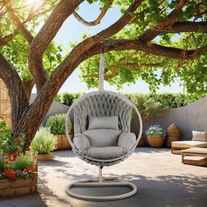 Balançoire de jardin en acier pour l'extérieur Fauteuil à oeufs suspendu avec panier pour balcon et jardin - Product Image 5