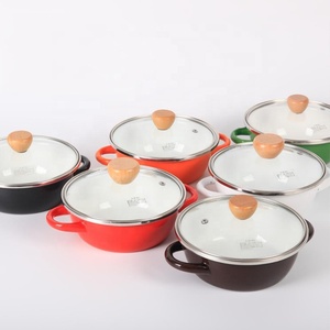 Apan et ustensiles de cuisine de style coréen Casserole en forme de V <span class=keywords><strong>Caserole</strong></span> avec revêtement en émail moucheté <span class=keywords><strong>Caserole</strong></span> avec couvercle en verre - Product Image 1