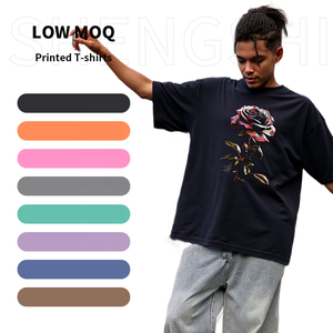 Shengshi เสื้อยืดวินเทจใช้ได้ทั้งชายและหญิงเสื้อล้างกรดคอกลม320g งานย้อนยุคนุ่มกำหนดเองโลโก้เสื้อยืดลำลองจำนวนมากสำหรับทีม - Product Image 1