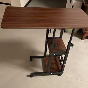 Modern Industrial Coffee Table with Wheels Simple Edge <b>Foldable</b> Sofa Side Table for Living Room or Bedroom - Product Image 6