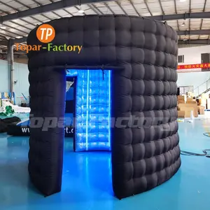Manufacturer New Hot Sale Custom 360 Inflatable Photo Booth Blow Ups Tent Double-Door Led lamp Backdrop Enclosure For Parties