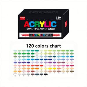 Ensemble de 120 marqueurs acryliques liquides double face effaçables, pointe fine, à base d'eau, non toxiques, pour pierre, roche, métal - Product Image 1