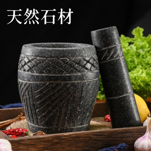 Stone Mortar And Pestle Hand Carved Durable Garlic Crusher Herb Grinder Manual Kitchen Tool - Product Image 5