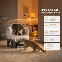 HearthPaws KCL004 Bac à litière intelligent autonettoyant pour chat, vue à 360°, contrôle par application, sécurité à 4 niveaux, silencieux 35 dB, bac à déchets de 11 L