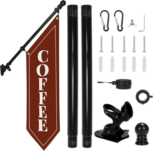 <span class=keywords><strong>Drapeau</strong></span> de café, 27 pouces, double face, avec kit de mât et support, idéal pour les cafés et les salons de thé - Product Image 1