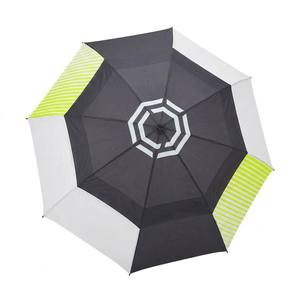 <b>Umbrella</b> manufacturer supplier high quality durable <b>windproof</b> double layer automatic fiber black yellow golf <b>umbrellas</b> with logo - Product Image 2