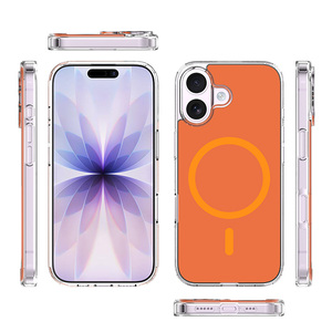 Nueva Funda Transparente Magnética con Carga Inalámbrica a Prueba de Golpes para <span class=keywords><strong>iPhone</strong></span> 17, Funda de TPU Acrílica Transparente, Color Naranja - Product Image 5