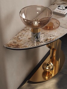 Mesa <span class=keywords><strong>consola</strong></span> de metal de lujo moderna <span class=keywords><strong>para</strong></span> sala de estar nuevo estilo clásico hogar Villa Deco pasillo mesa auxiliar <span class=keywords><strong>mesas</strong></span> de entrada de mármol - Product Image 5