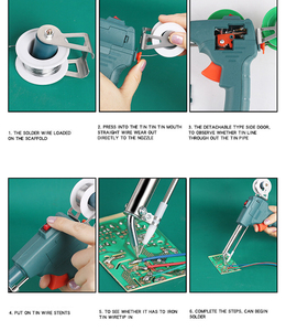 Pistolet à <span class=keywords><strong>souder</strong></span> à chaleur externe automatique avec poignée ergonomique, 60 <span class=keywords><strong>watts</strong></span>, 110V/220V, <span class=keywords><strong>200</strong></span>-480°C, certifié CE/FCC/ROHS pour les cartes de circuits imprimés - Product Image 6