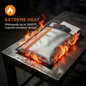 Sac à documents ignifuge à deux poches amélioré, organisateur <span class=keywords><strong>de</strong></span> rangement pour documents importants, coffre-fort pour objets <span class=keywords><strong>de</strong></span> valeur, documents légaux - Product Image 3