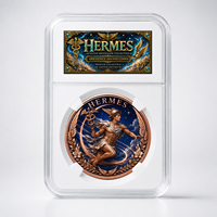 Pièce de monnaie en cuivre pur 999 de 1 oz, série Mythologie Grecque, en boîte acrylique, colorée, en relief, coffret cadeau haut de gamme, édition de collection