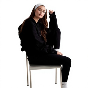 High Quality Terry Heavyweight Cotton Fleece Full <b>Zip</b> Gym Sports Cropped Hoodie Women's Sweatshirt <b>Front</b> Printed Custom Design - Product Image 1