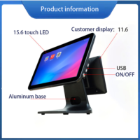 Sistema de Punto de Venta con Pantalla Táctil de 15.6 Pulgadas para Windows/Android, Caja Registradora para Tiendas Minoristas/Restaurantes con Inicio de Sesión por GMS y Reconocimiento de Venas de la Palma de la Mano