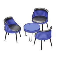 Op maat gemaakte industriële koffiebar restaurant creatieve ijzeren olietrommel tafel- en stoelenset, leisure commerciële barstoelenset