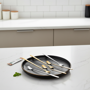 Cuchara y Tenedor de Acero Inoxidable de Alta Calidad, Lujosos, Plateados y Dorados, con Mango Largo, para Regalo, para Té y Café, 13cm/15cm/17cm - Product Image 4